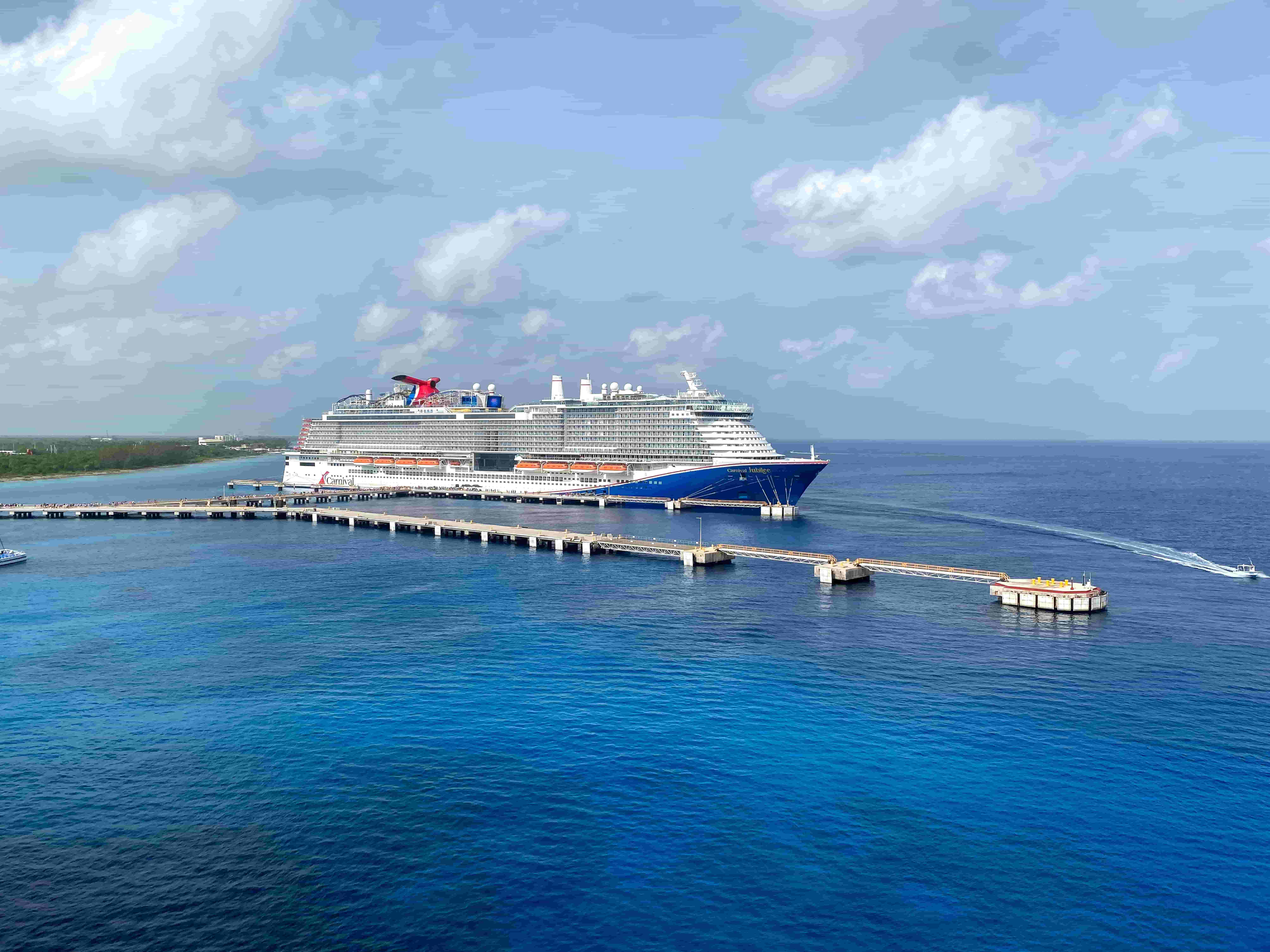 Carnival Jubilee cruise ship docked at Puerta Maya Terminal