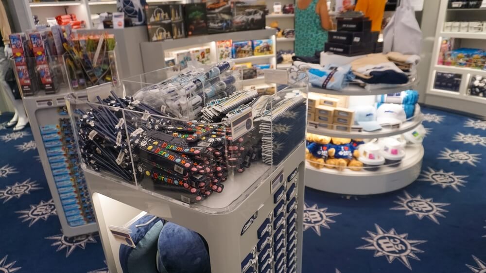 Interior of the shop or store inside the cruise ship - addon costs for a cruise