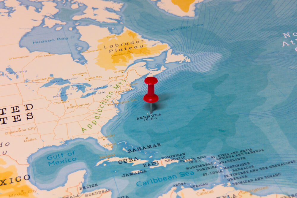 Bermuda represented on the World Map