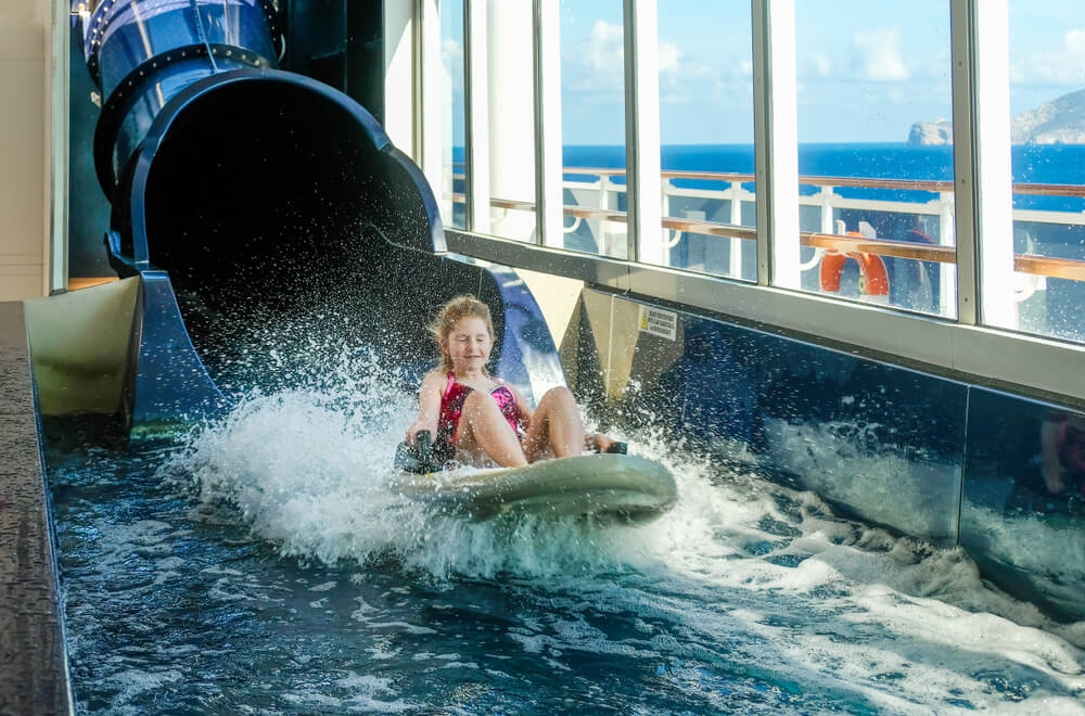 Water slide inside the cruise ship
