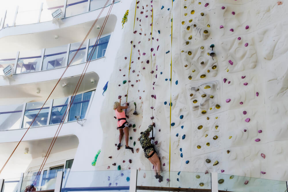 Rock Climbing inside Royal Caribbean Cruise